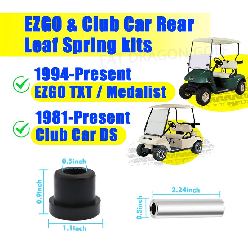 Panglong Golf Cart Rear Leaf Spring Bushing Kits for EZGO TXT Medalist 1994-up and Club Car DS 1981-up OEM 70289G01 70291G02 1015583 1012303 - Image 2